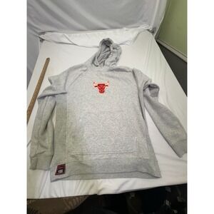 Tarmak NBA Hoodie Chicago Bulls Neon Logo Hooded Grey  Mascot Work Out Sz Small